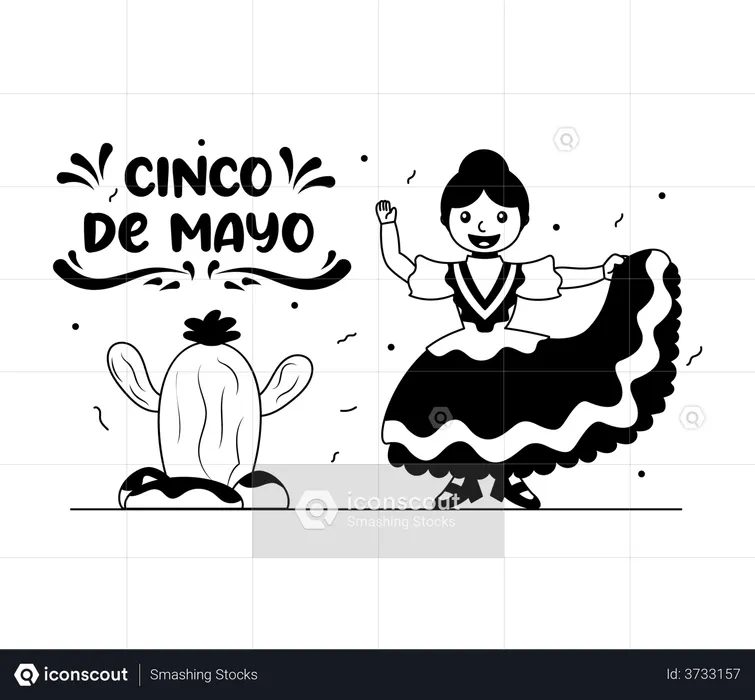 Mexican dancing girl  Illustration
