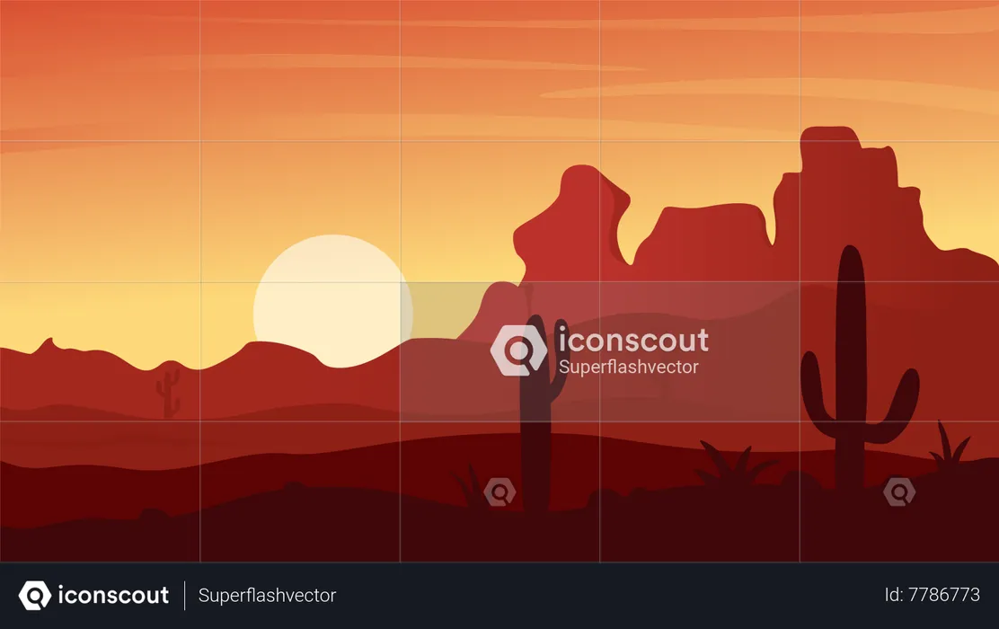Mexican Desert Sunset  Illustration