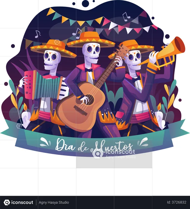 Mexican Halloween Holiday Party  Illustration