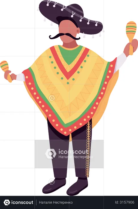 Mexican musician with maracas  Illustration