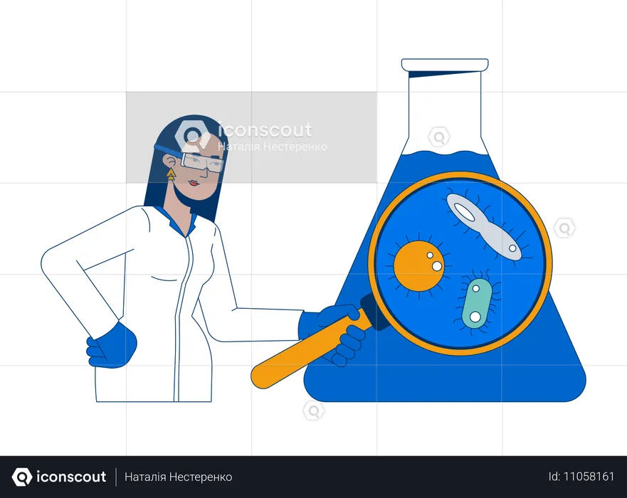 Microbiologiste analysant un échantillon d'eau  Illustration