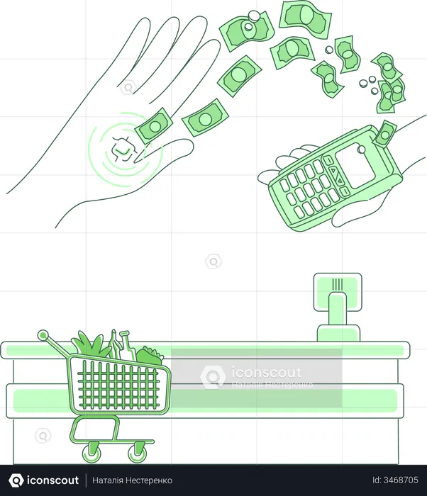 Microchip and payment terminal  Illustration