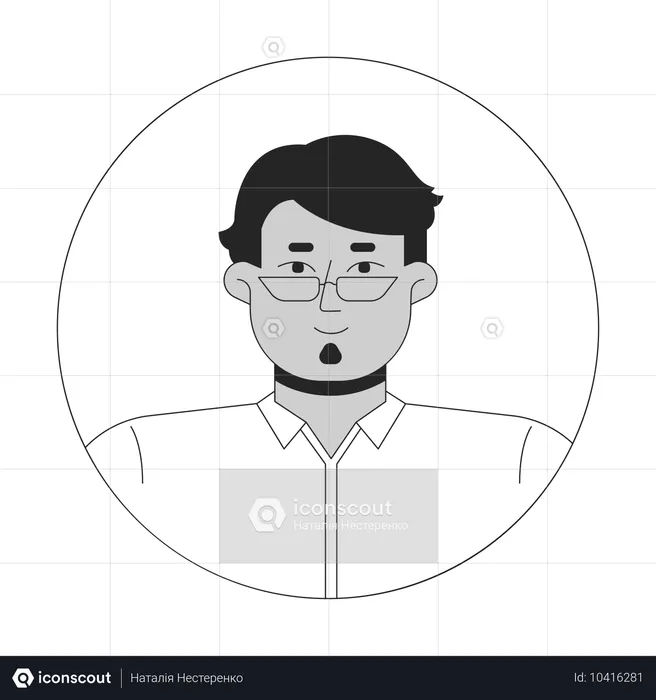 Middle aged arab man wearing eyeglasses  Illustration