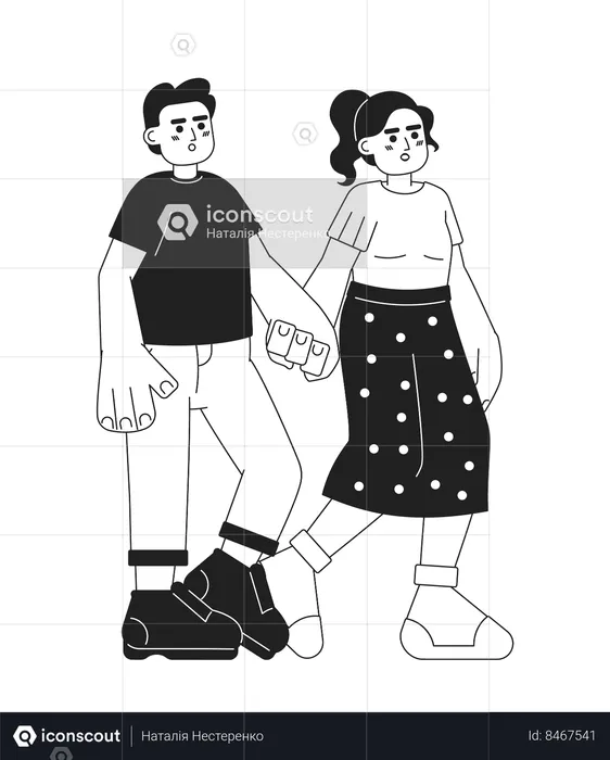 Middle eastern boyfriend girlfriend hands holding  Illustration