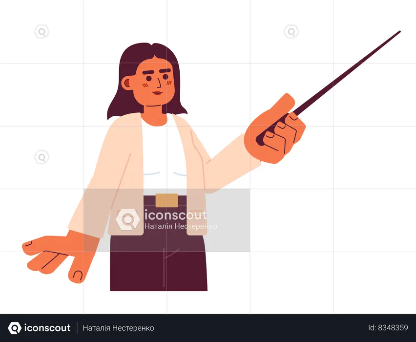 Middle eastern female teacher holding stick  Illustration