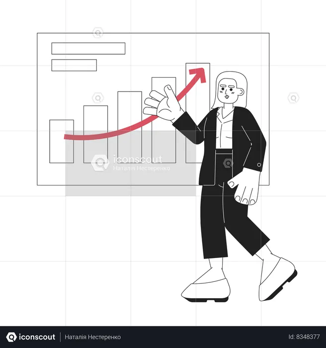 Middle eastern woman graphs pointing  Illustration