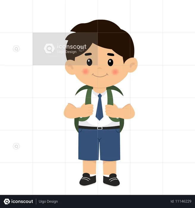 Middle school boy with backpack  Illustration