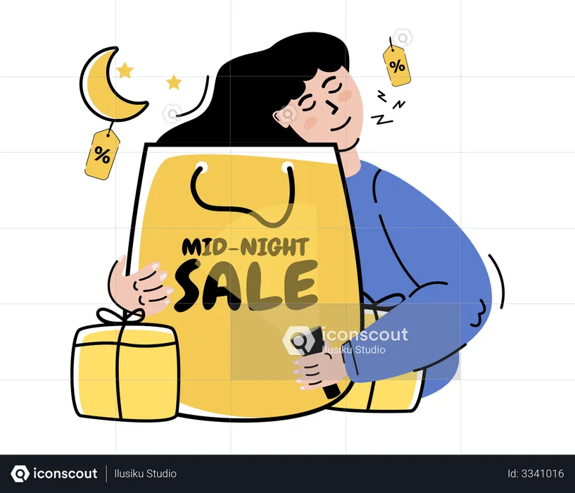 Midnight online shopping Sale  Illustration