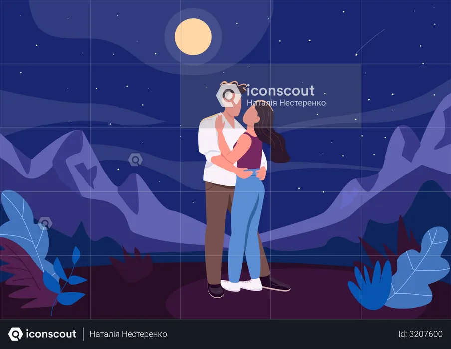 Midnight romantic date  Illustration