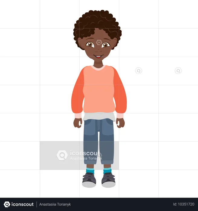 Mignon petit garçon afro-américain  Illustration