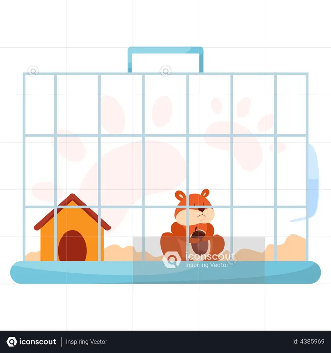 Hamster mignon en cage  Illustration