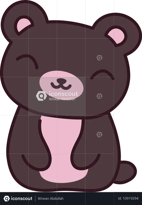 Personnage mascotte d'animal mignon ours en peluche marron avec une expression heureuse  Illustration