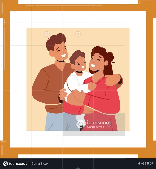 Jolie famille heureuse  Illustration