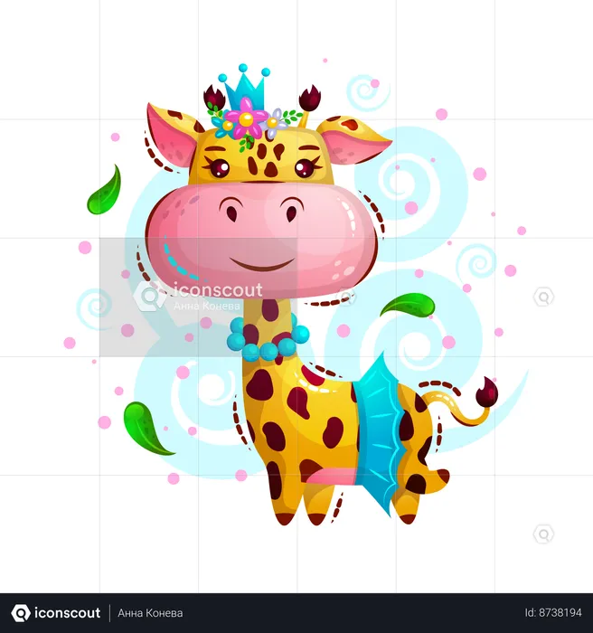 Jolie princesse girafe  Illustration