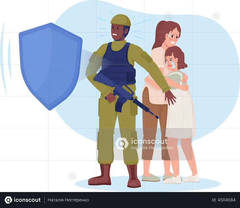 Militante protegiendo a los ciudadanos  Ilustración