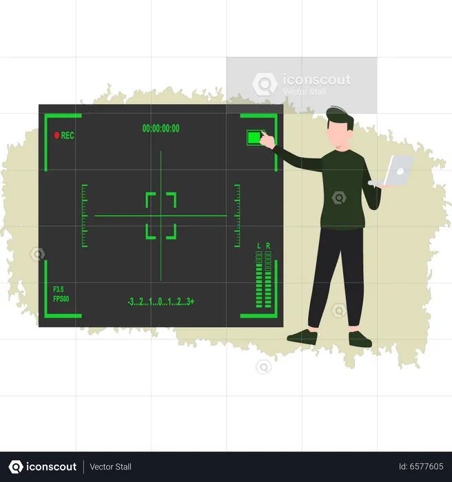 Militar olhando para a tela do radar  Ilustração