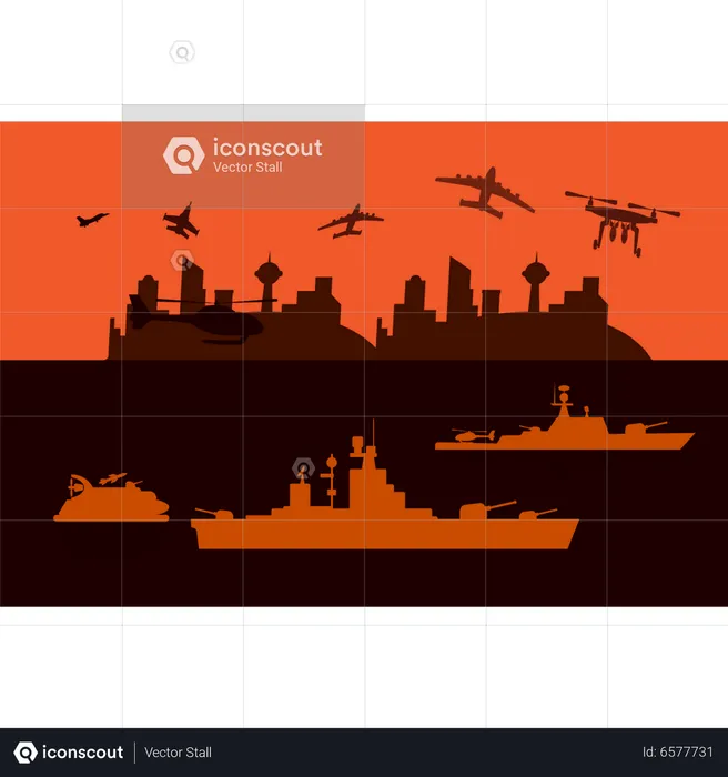 Military Boats Are In The Sea  Illustration