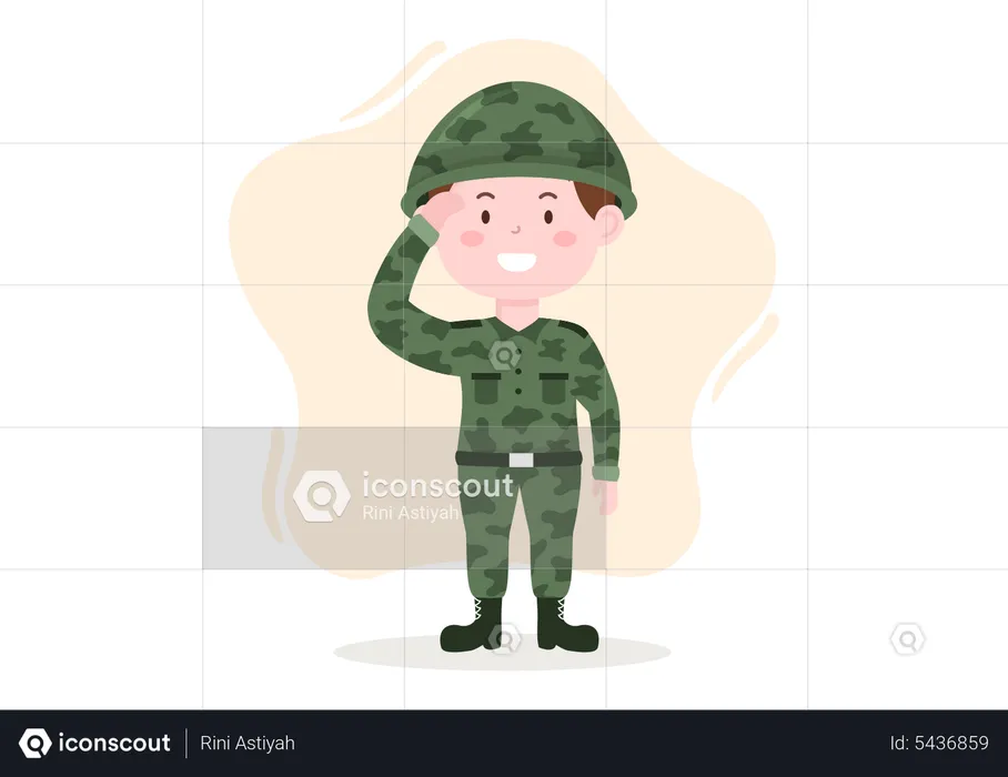 Military man in camouflage uniform  Illustration