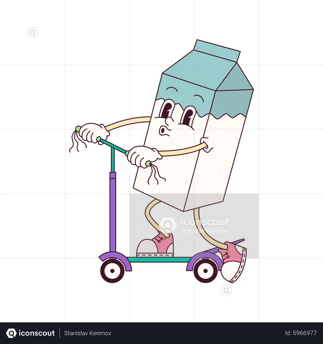 Milk On A Scooter  Illustration