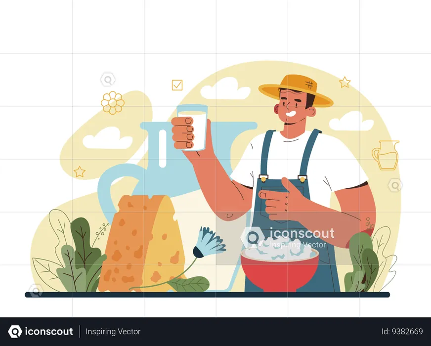 Milkmaid milking milk product  Illustration