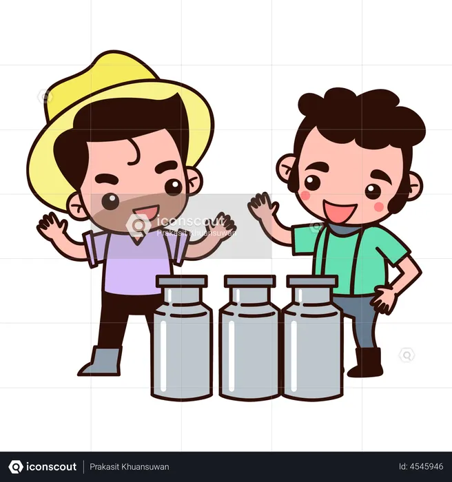 Milkman with milk containers  Illustration