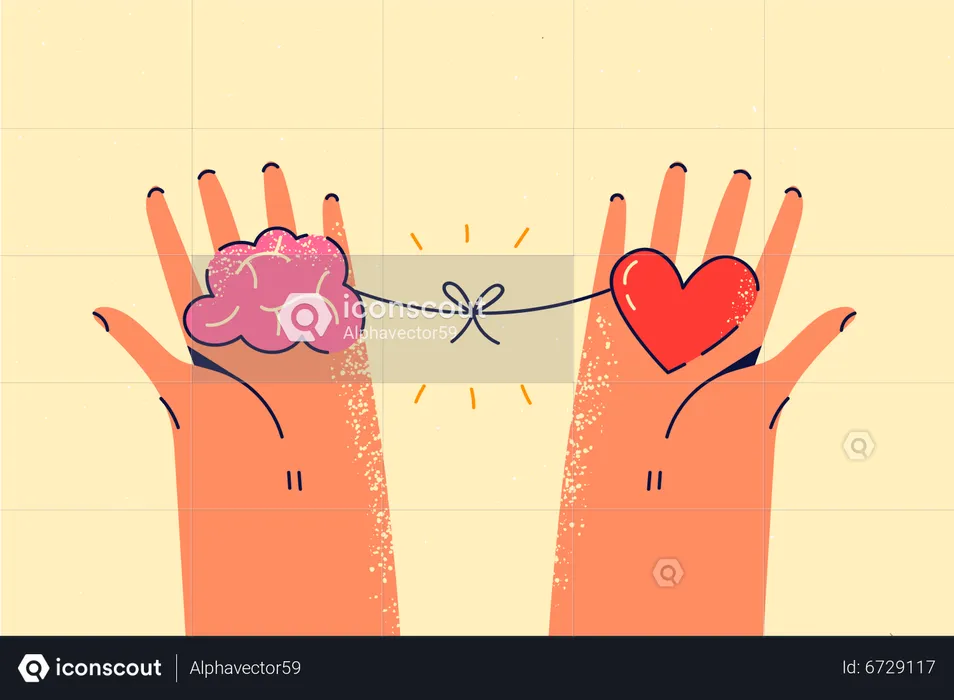 Mind and heart connection  Illustration