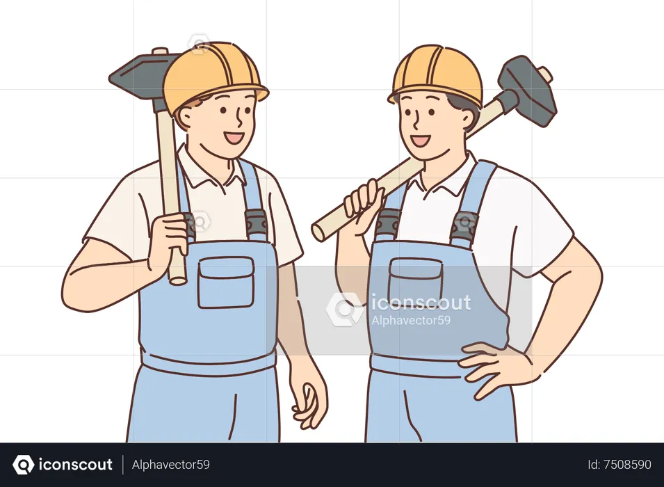 Mine workers talking with each other  Illustration