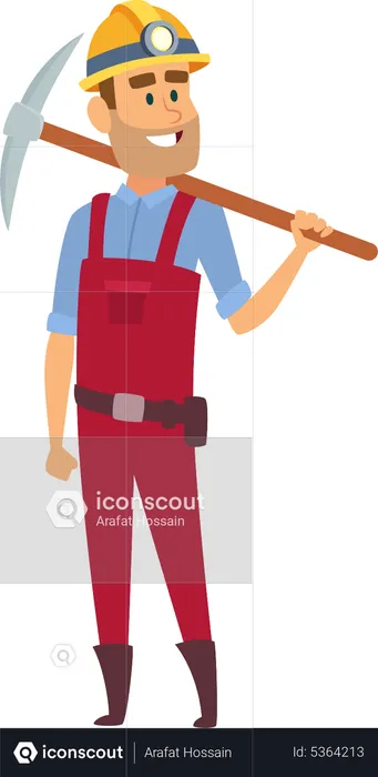 Miner holding pickaxe  Illustration