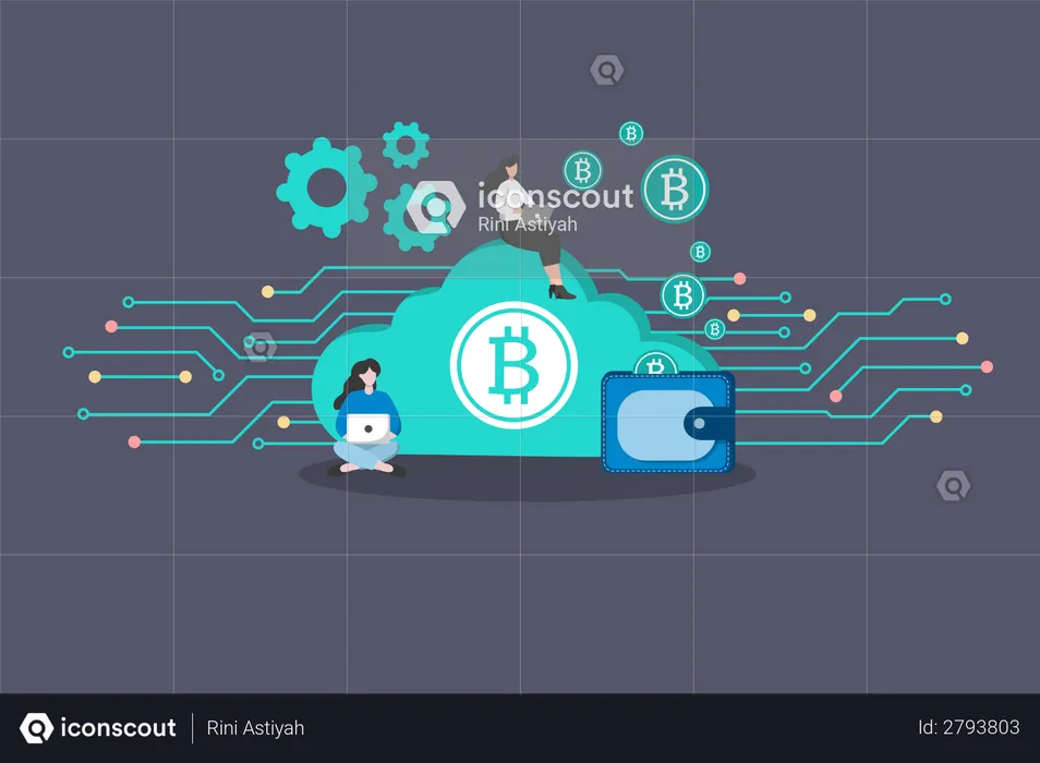 Minería de Bitcoin en la nube  Ilustración