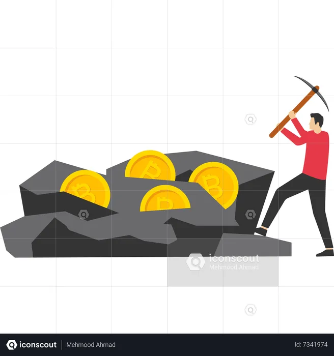 Miners are digging gold bitcoin  Illustration