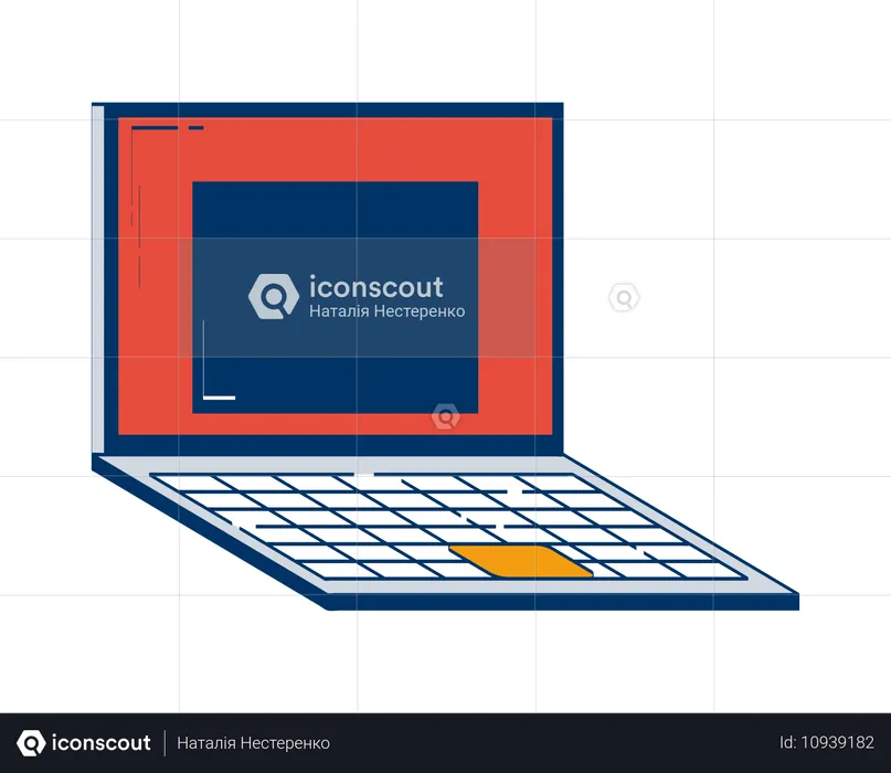 Minimalistischer offener Laptop mit leerem Webfenster auf dem Display  Illustration