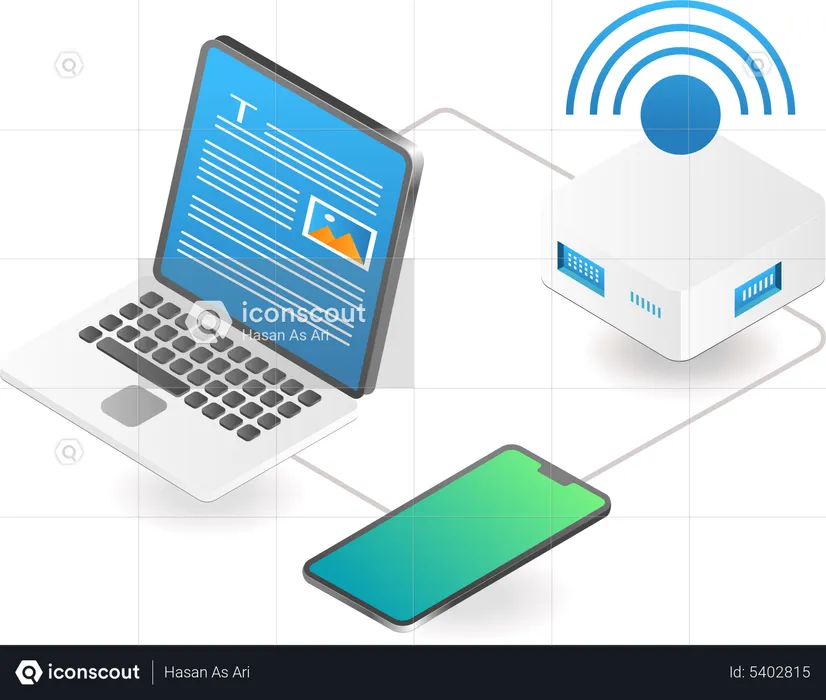 Mit dem WLAN-Router verbundene Geräte  Illustration