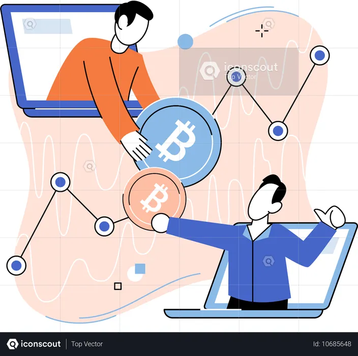 Mitarbeiter arbeiten an der Gewinndiagrammanalyse  Illustration