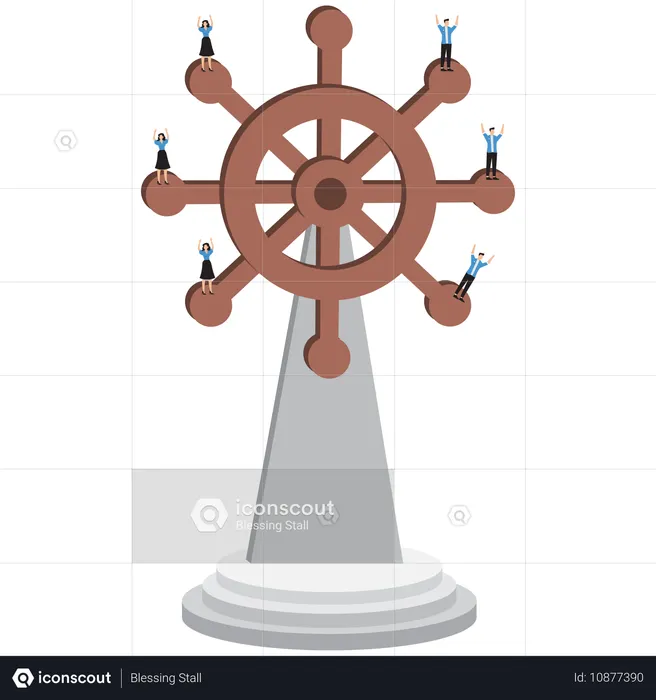 Mitarbeiter, der am Zahnrad des Unternehmens arbeitet  Illustration