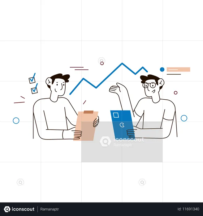 Mitarbeiter diskutieren Geschäftspräsentation  Illustration