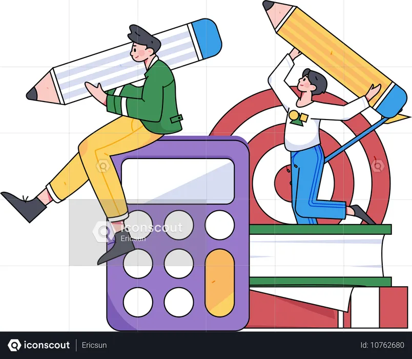 Mitarbeiter eines Unternehmens berechnen die Unternehmensfinanzen  Illustration