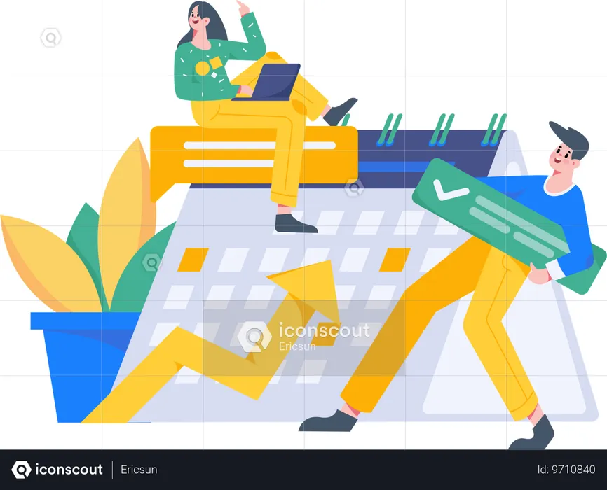 Mitarbeiter bei der Tagesplanung  Illustration