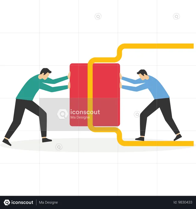 Mitarbeiter kämpfen mit Hürden  Illustration