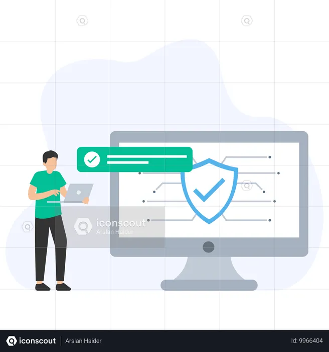 Mitarbeiter sorgt für Netzwerksicherheit  Illustration