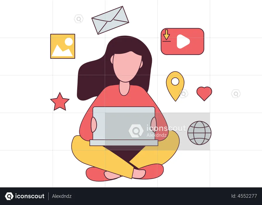 Mitarbeiterin im Social Media Marketing  Illustration