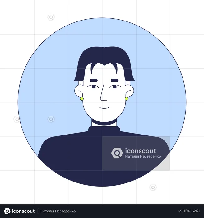 Mittelscheitel-Haarschnitt koreanischer Mann mit Ohrstecker  Illustration