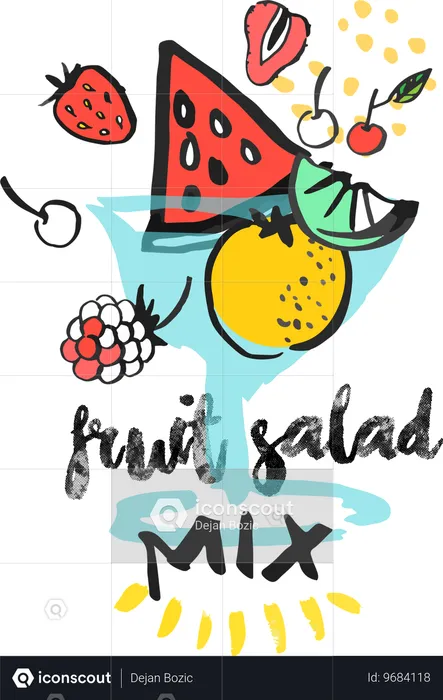 Mistura de salada de frutas  Ilustração