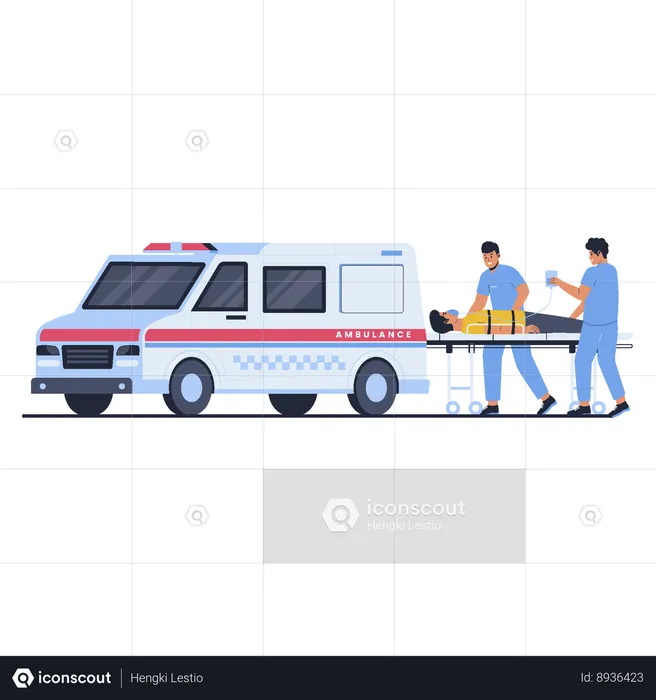 Mmbulance medical service carrying patients  Illustration