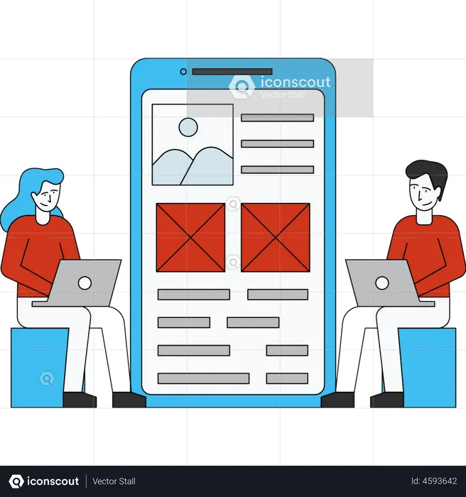 Mobile app designers  Illustration