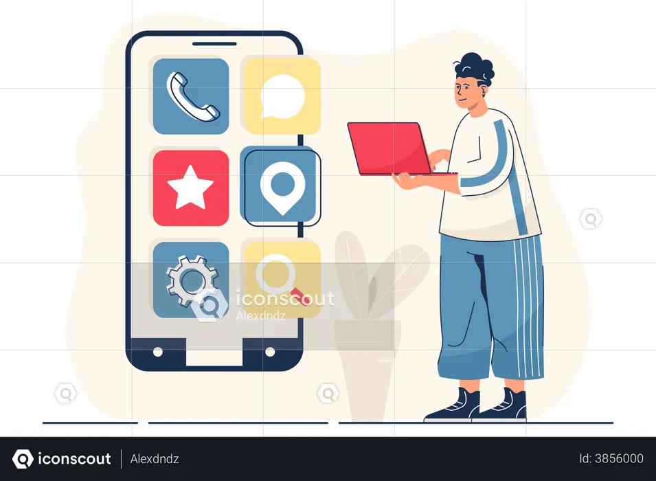 Mobile app development  Illustration