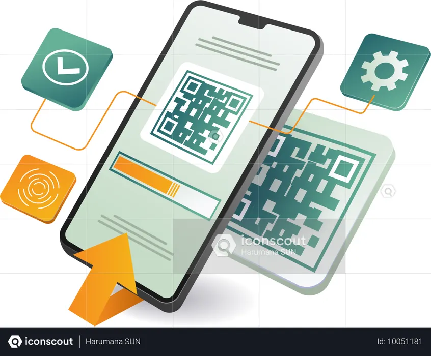 Entwicklung mobiler Apps mit QR-Code-Integration  Illustration