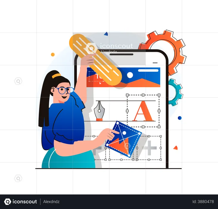 Mobile app interface designing by developer  Illustration