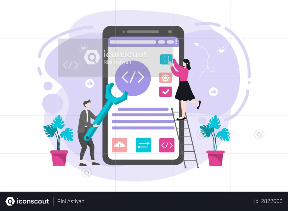 Mobile Application Coding  Illustration