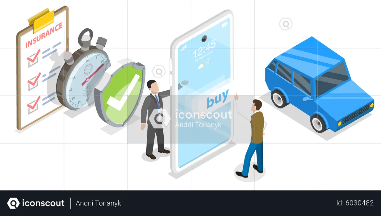 Mobile Autoversicherungs-App  Illustration