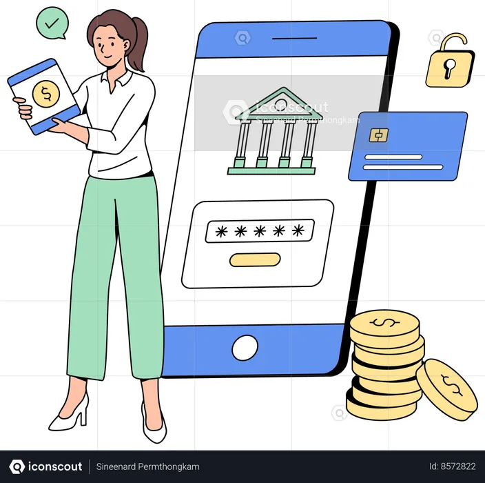 Mobile banking and online payment  Illustration